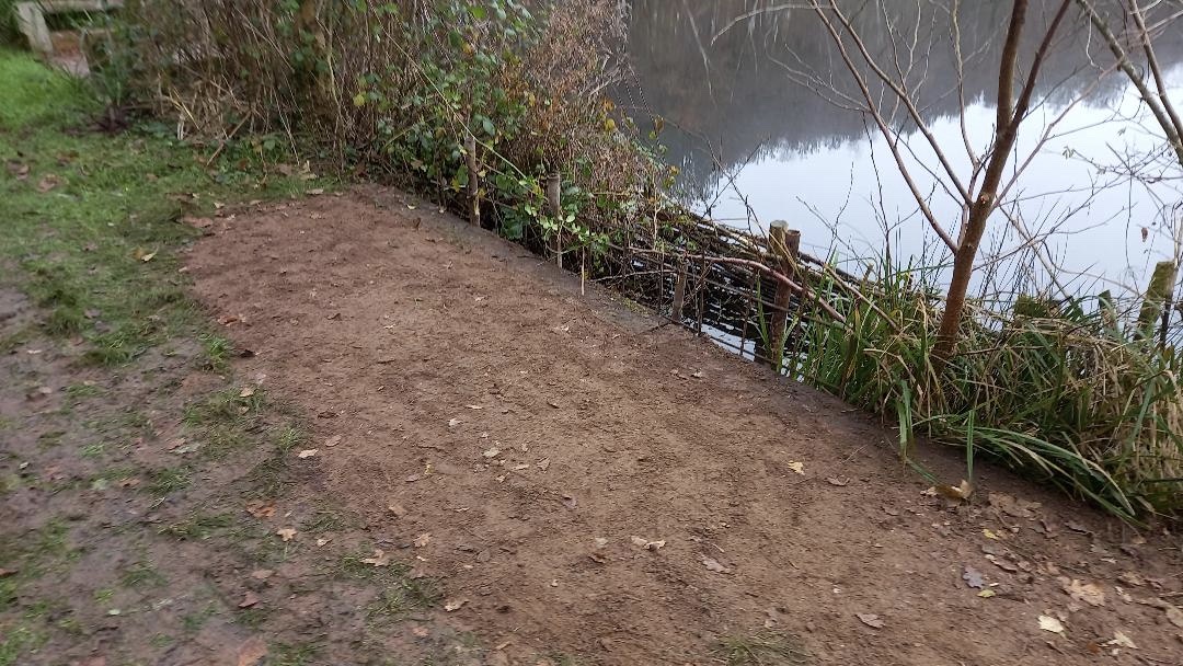 The repaired section of causeway at Decoy lake